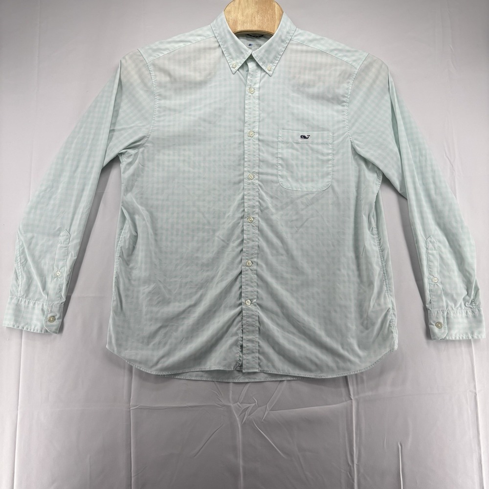 Vineyard Vines‎ Shirt Mens XL Green Checkered On-The-Go Performance Long Sleeve